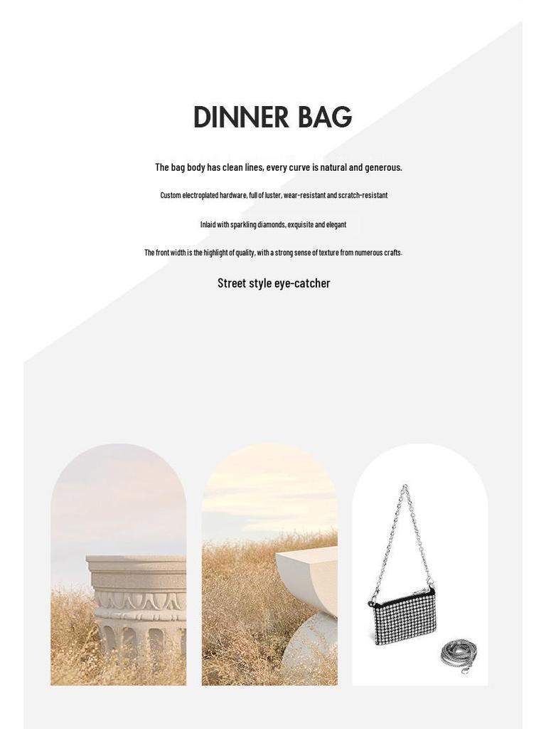 2025 Spring Fashion Rhinestone Chain Crossbody Lipstick Bag