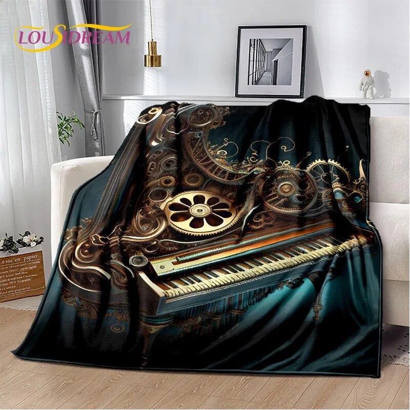 3D Dream Piano Key Music Instrument Cartoon Blanket,Soft Throw Blanket for Home Bedroom Bed Sofa Picnic Office Travel Cover Kids
