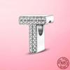 Hot Original 925 Silver Letter CZ Zircon A To Z 26 Letter Charms Beads Fit MULA Charms Bracelet Silver 925 Jewelry
