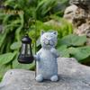 Outdoor Garden Cat Figurine with Solar Lantern IP44 Waterproof UV Resistant Auto On/Off Animal Cat Statue LED Lamp Yard Art Decor