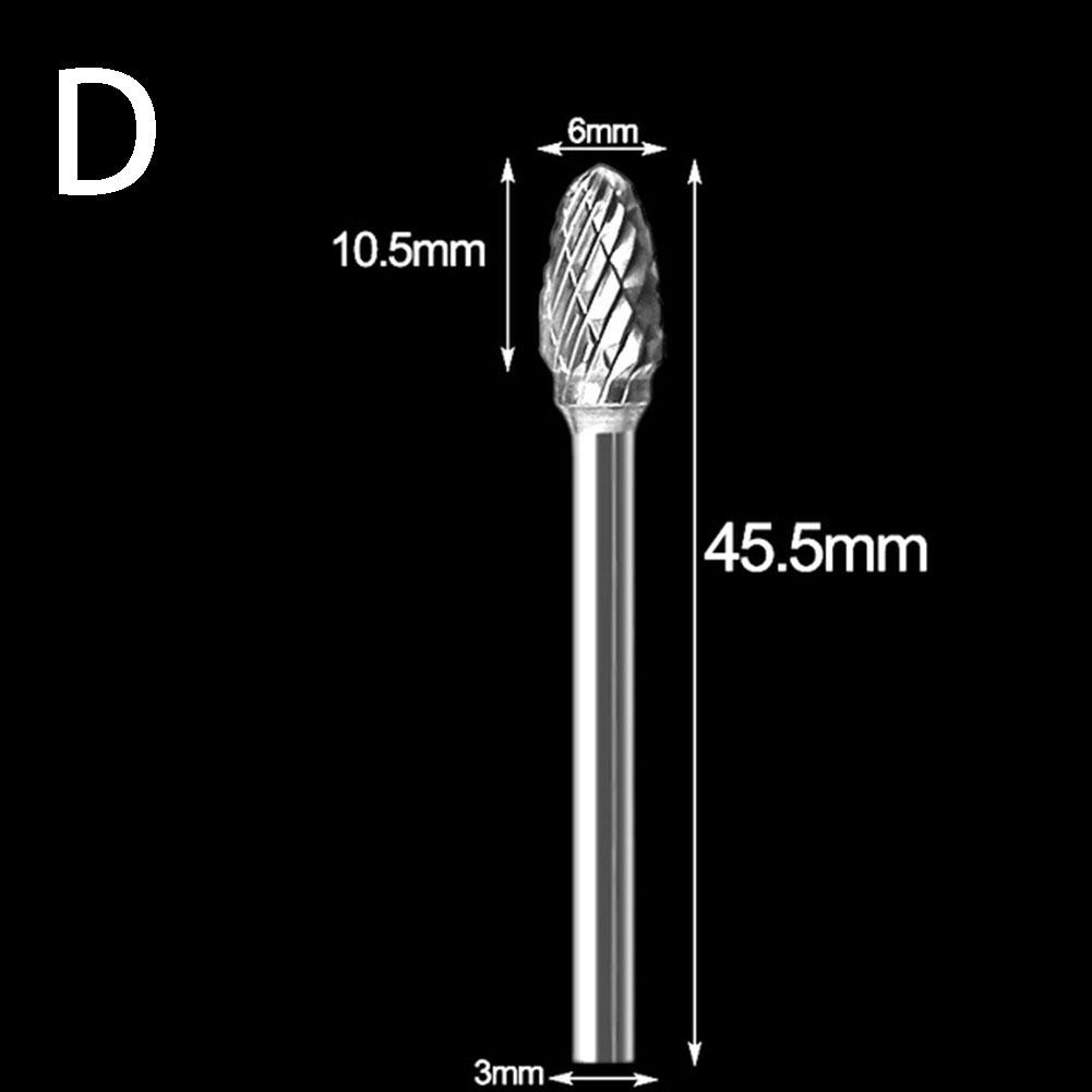 3mm Tungsten Carbide Rotary Files Hard Alloy Rotary Bur Drill Bit For Wood Carving Deburring Grinding Sculpting Engraving Cutter