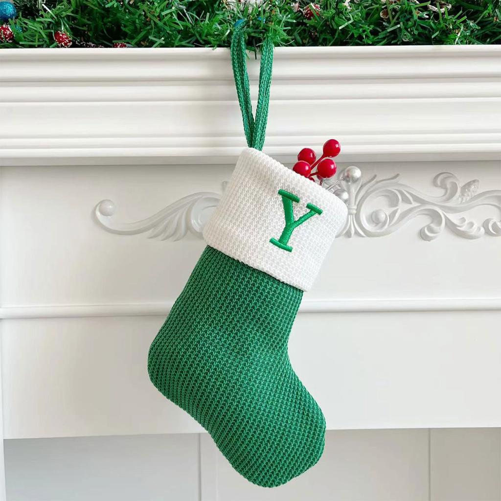Рождественские чулки, маленькие вышитые буквы, вязаные рождественские подвесные чулки, украшения, декор для рождественской вечеринки