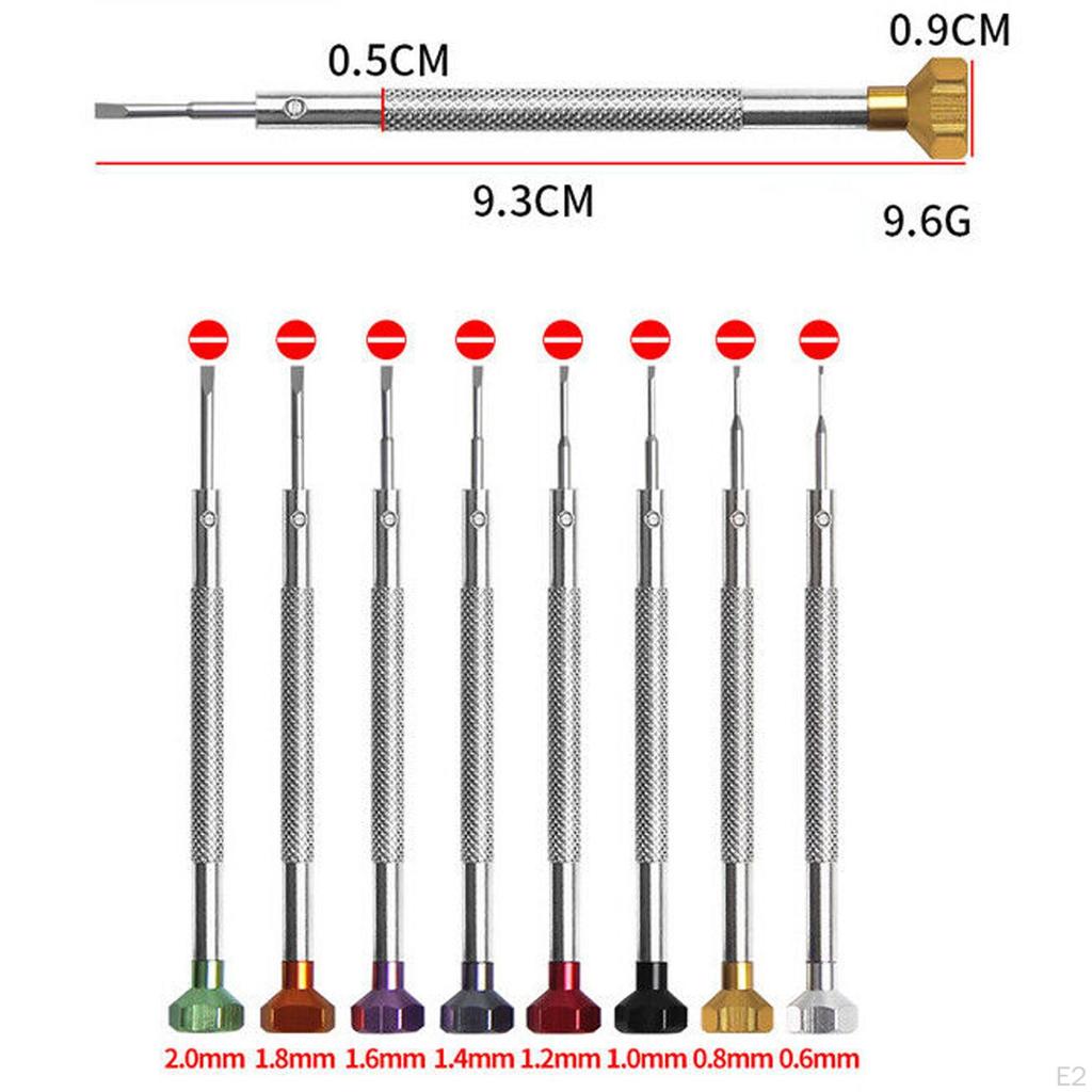 8x Набор отверток для ювелирных изделий, отвертка для часов разных размеров для часовщиков