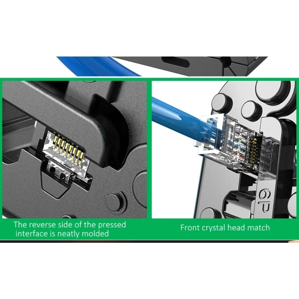 Сетевые плоскогубцы с храповым механизмом 8P6P, плоскогубцы для стальной проволоки, пресс-клещи для проволоки с хрустальной головкой, трехцелевой набор, плоскогубцы для зачистки проводов