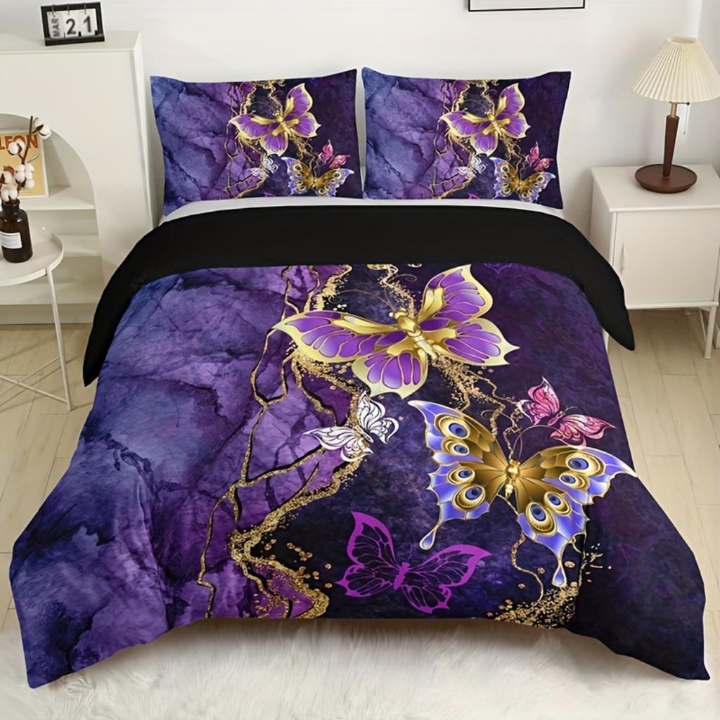 Bueatiful Butterfly Digital Printed Bedding Set Soft Duvet Cover King Queen Twin Single Size Bithday Gift Bedroom Decoration