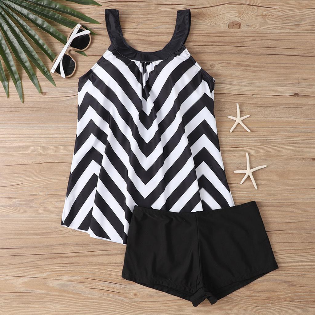 Женский сексуальный тонкий купальник с бретельками и разрезом на бретельках плюс размер купальника (Набор из двух частей)