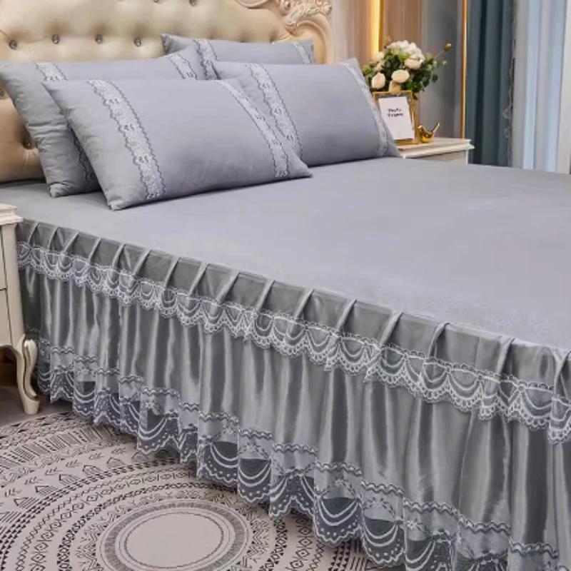 Набор из 3 предметов, новые кружевные чехлы для юбок, летние двойные пылезащитные чехлы на кровать, цельный противоскользящий защитный чехол Ximengsi