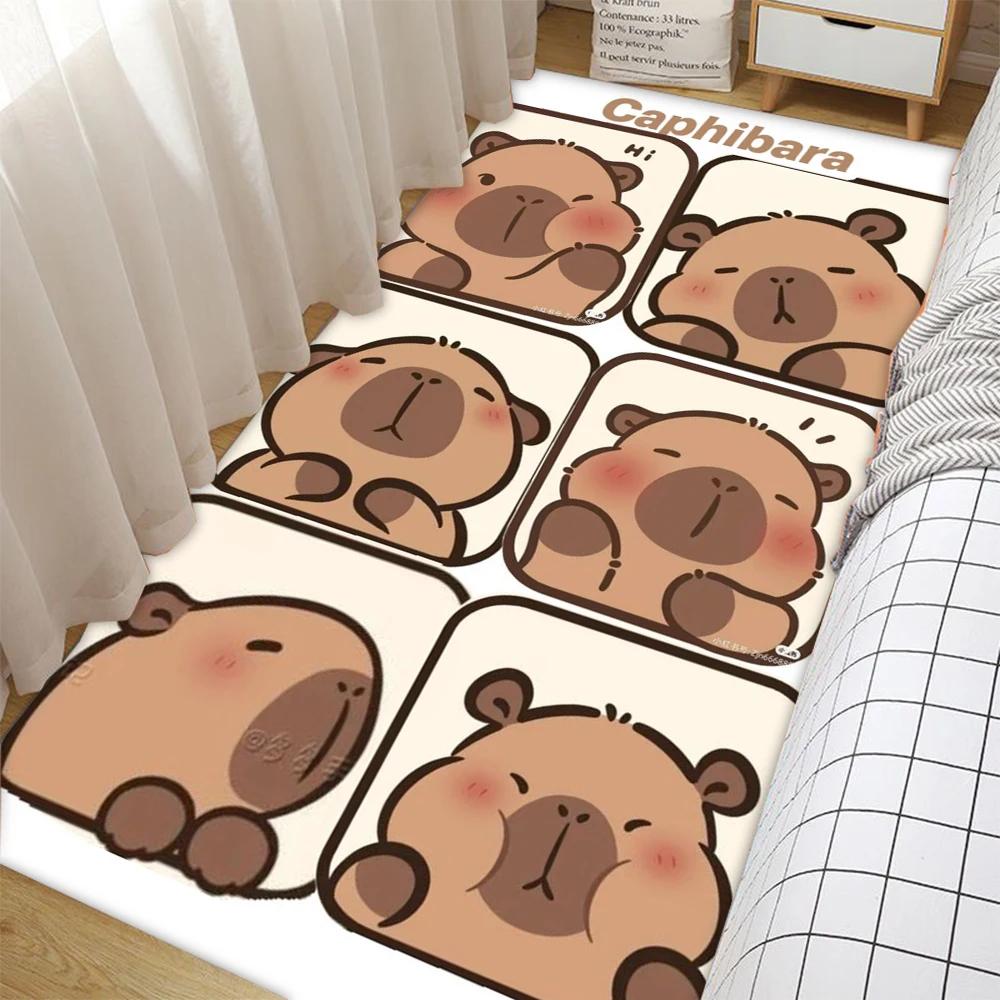 Kawaii Cartoon Capybara Design Carpet NonSlip Rug for Living Room Bedroom Home Decor Area Rug Floor  Mat Sofa Table Mat