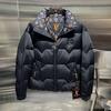 Winter Thick Padded Jacket Men Fashion Streetwear Stand Collar Zip Up Coat Black