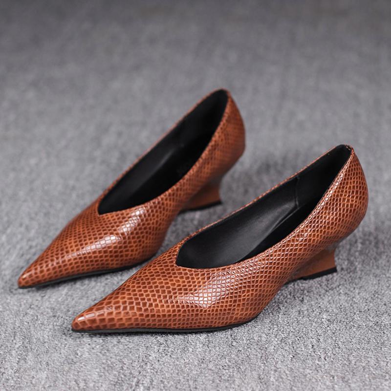 Женские туфли на танкетке с острым носом, мелководные, роскошные, на каблуке, осенние, новые 2025, дизайнерские, элегантные лодочки, сексуальные, Zapatos De Mujer
