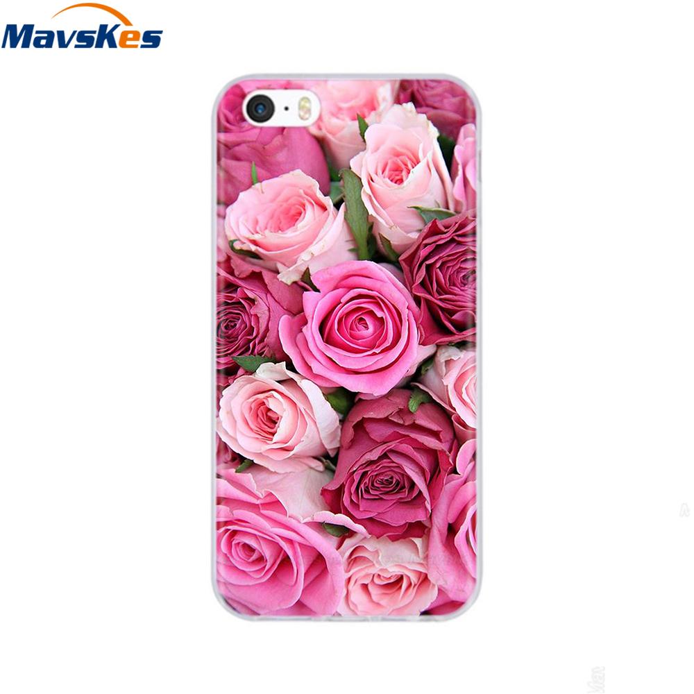 Мягкий чехол из ТПУ для iPhone 4 4s 5 5s SE 6 6s милый мультяшный кот цветок модный силиконовый чехол-бампер для телефона полная защита