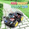 Автомобильные комплекты умных роботов 4WD для Arduino UNO R3 с ультразвуковым датчиком, обновленный сервопривод SG90 V2.0, комплект электронного программирования «сделай сам»