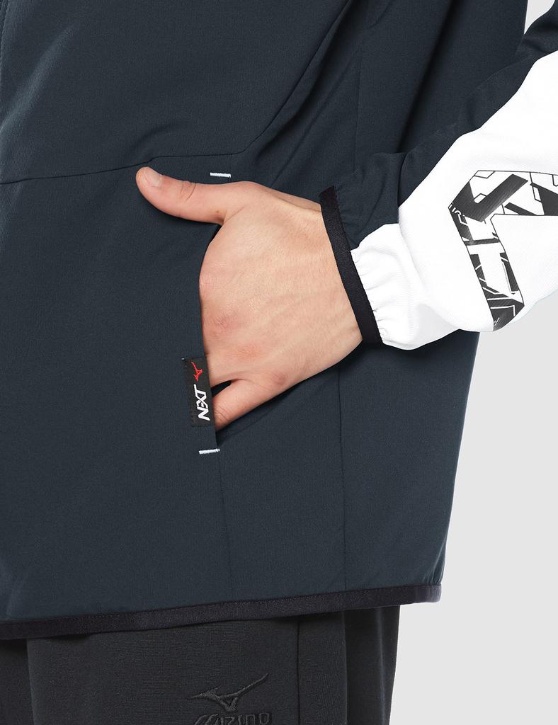 Mizuno Move Cross Slim Easy To Move Training Size M N-XT Jacket, Sweat-Wicking, Quick-Drying, Fit, In, Wear, 32JCA220, Black/White,