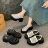 Black Sandals Women's Summer Wear 2025 New High-end Small Thick-soled Heightening French Casual Roman Shoes