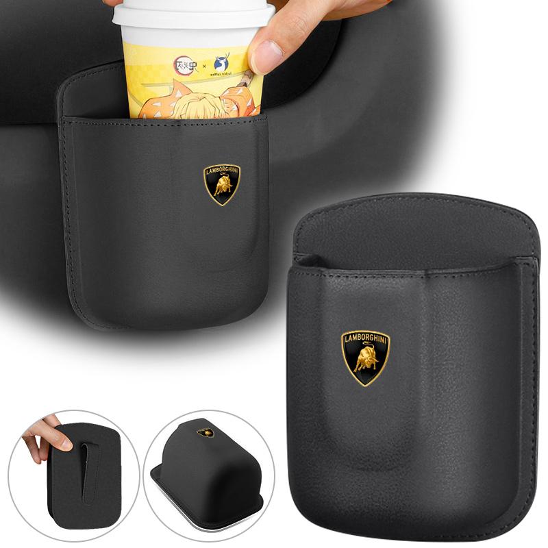 Leather Car Water Cup Box Back Seat Drink Rack For Lamborghini LP570 LP610 Urus LP700 LP770 Gallardo Aventador InteriorAccessory TT8