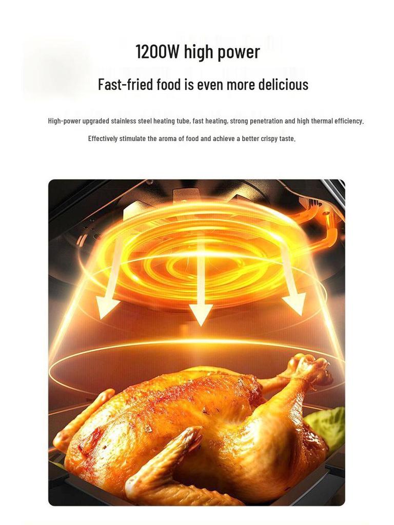 Многофункциональная аэрофритюрница большой вместимости - Визуальная электрическая духовка для жареной курицы, сладкого картофеля и картофеля фри