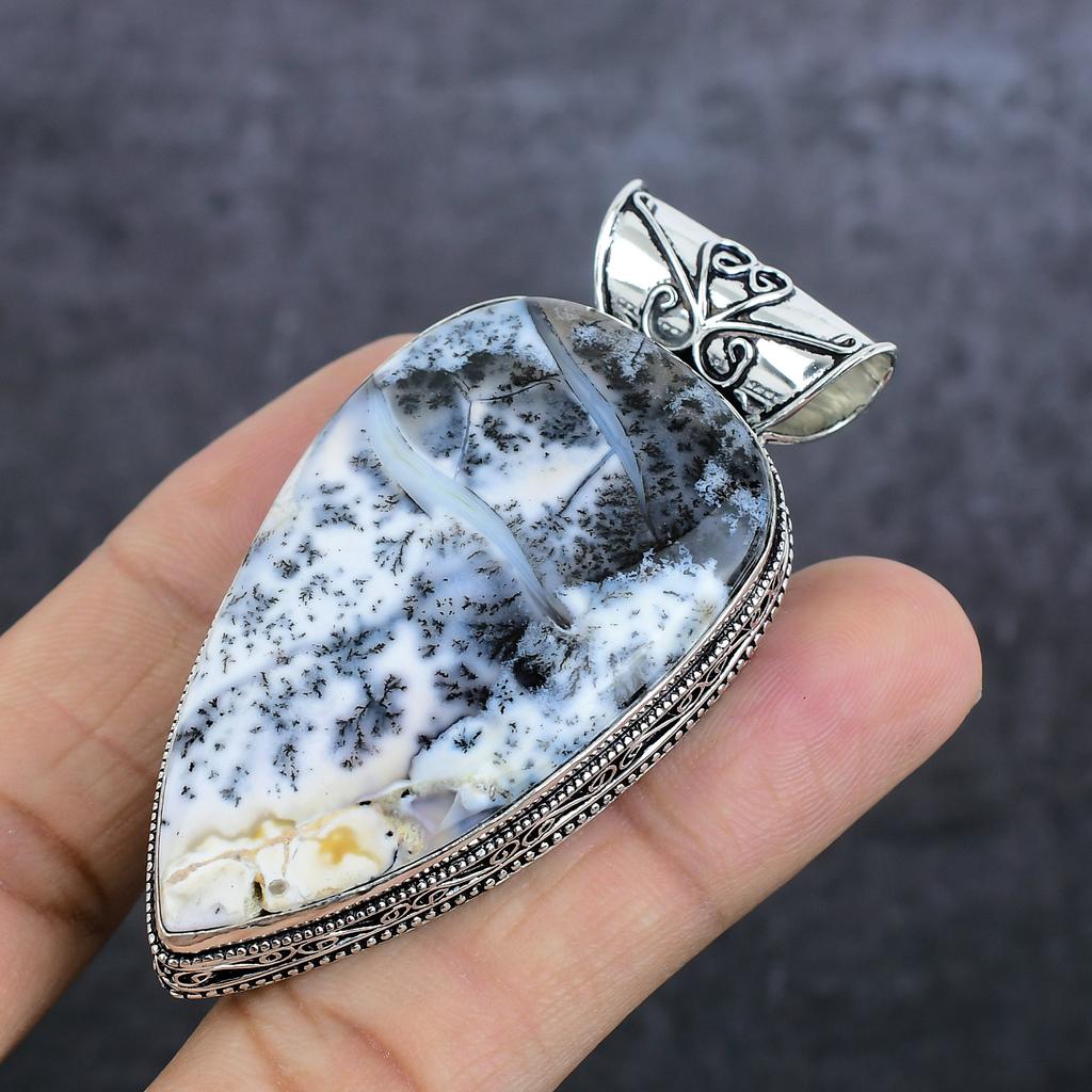 Подвеска из натурального опала с дендритом из стерлингового серебра 925 пробы 2,76 дюйма a3m35