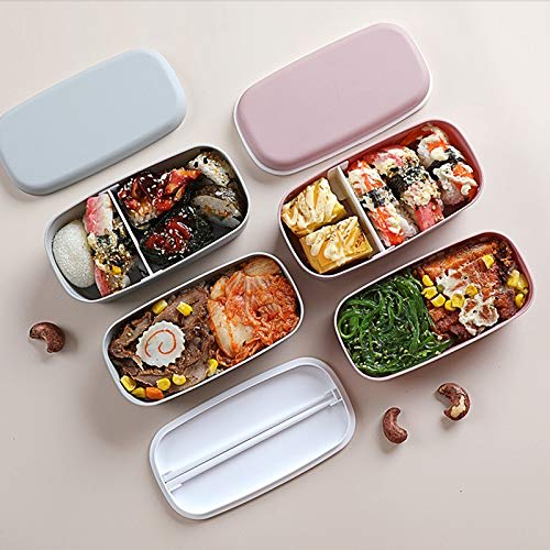 Plouluyt Microwaveable 2-Layer Lunch Box with Compartments, Leakproof Bento Box, Insulated Food Container, Pink