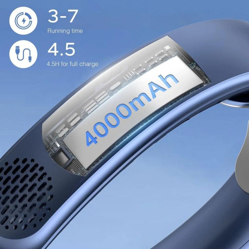 2024 Новый четырехъядерный USB вентилятор для шеи, турбинный безлопастной дизайн, простое управление и переноска для использования на открытом воздухе, портативный летний подарок