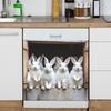 Cute Little White Rabbit Kitchen Cabinet Home Background Landscaping Decorative Wall Stickers
