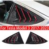 For Tesla Model 3 2017-2023 Car Rear Louver Window Side Shutter Cover Trim Sticker Vent Scoop ABS Carbon Fiber Red Accessories