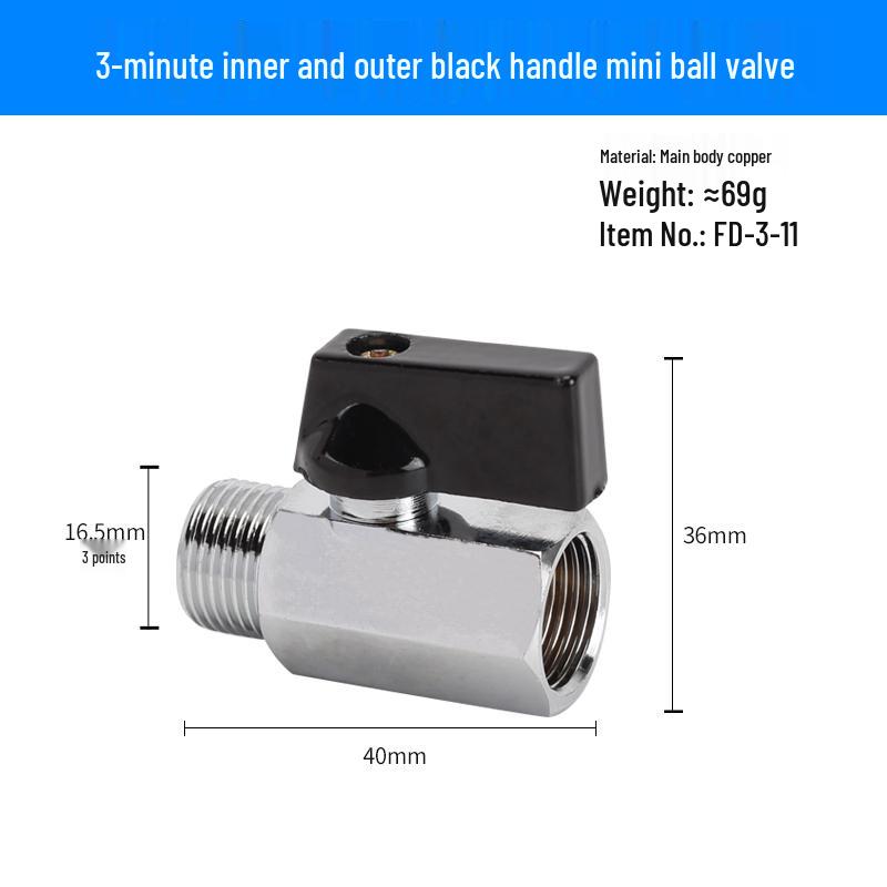 Super Short Mini Brass Ball Valve, 1/8" - 1/2" Thickened Male & Female Valve Switch