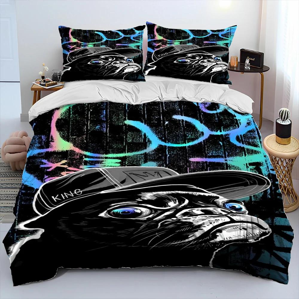 Мультяшный Питбуль Постельный Комплект Одеяло Пододеяльник Наволочка,Комплект Постельного Белья Кинг Квин Размер для Взрослого Ребенка