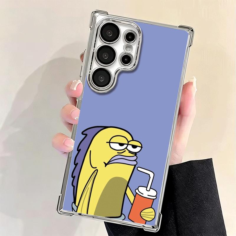 Funny Cartoon Ugly Fish Soft Phone Case For Samsung Galaxy S26 Ultra S25 Edge S24 FE S23 Plus S22 S21 + S20 Plating Anti-Fall Fu