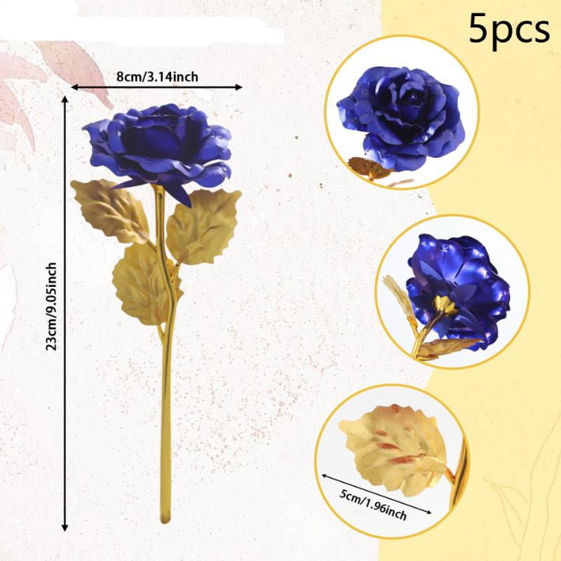 5pcs 24K Foil Plated Rose Valentine's Day Creative Gift Gold Rose Lasts Forever Love Wedding Decor Lover Lighting Roses