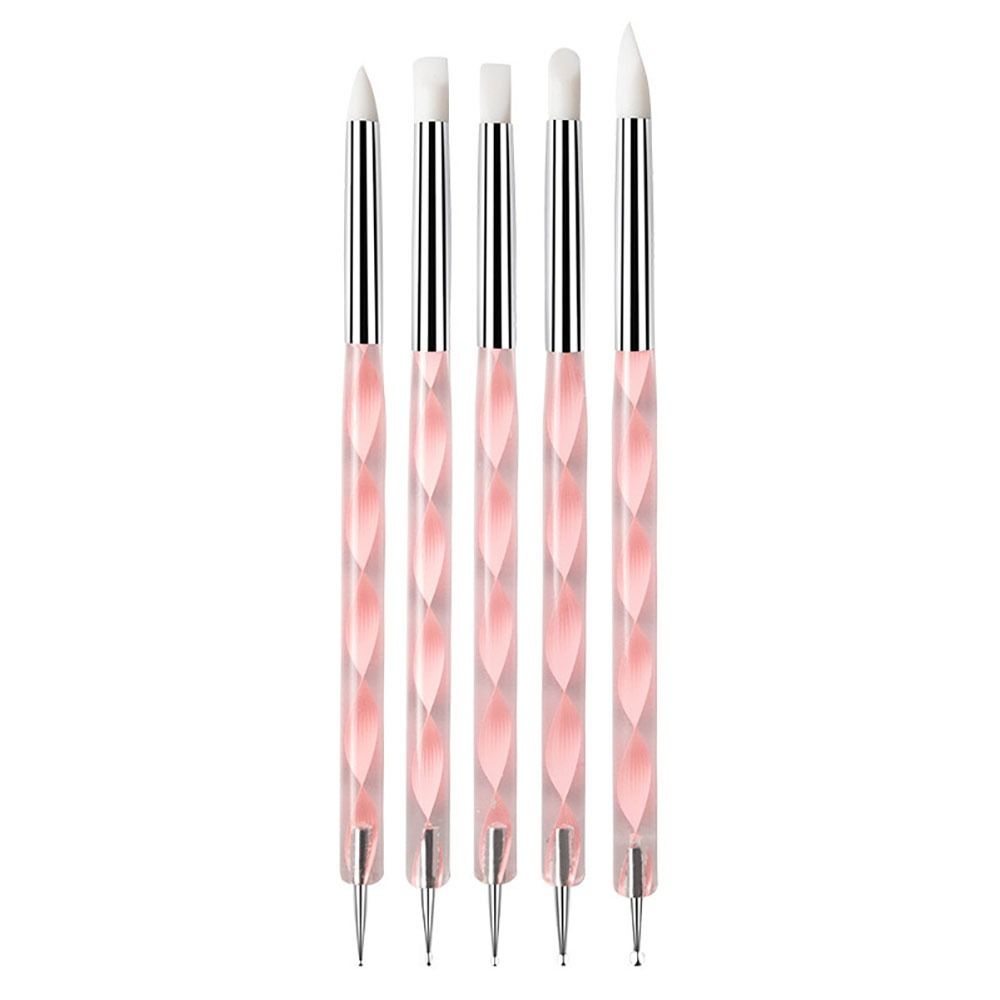 5Pcs/Set Stainless Steel Nail Art Pen 2 Ways Dotting Tool Durable Marbleizing Painting Pens