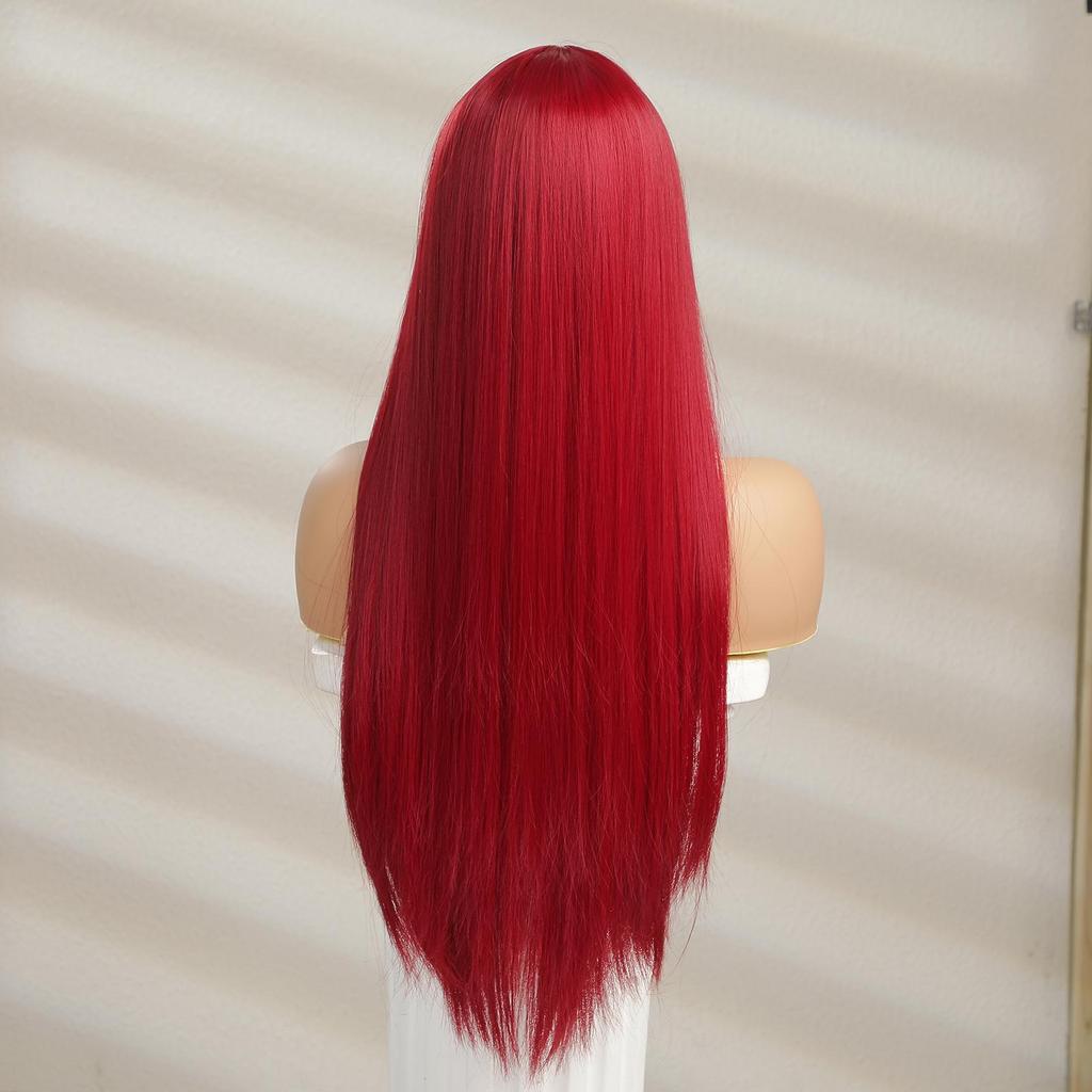 BLONDE UNICORN Длинные прямые парики бордового цвета с челкой, термостойкие парики для женщин, повседневные косплей-вечеринки