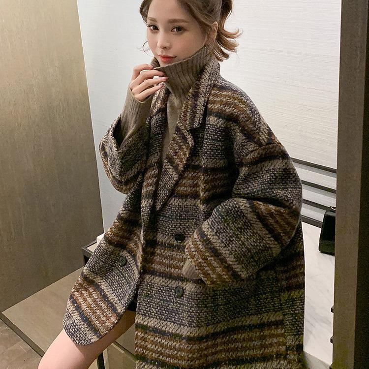 Women's Mid-Length Plaid Tweed Coat – Fall/Winter 2025 Collection