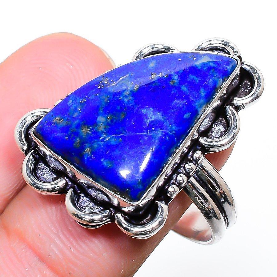 Lapis Lazuli Handmade Gemstone 925 Sterling Silver Jewelry Ring 8.5 q197