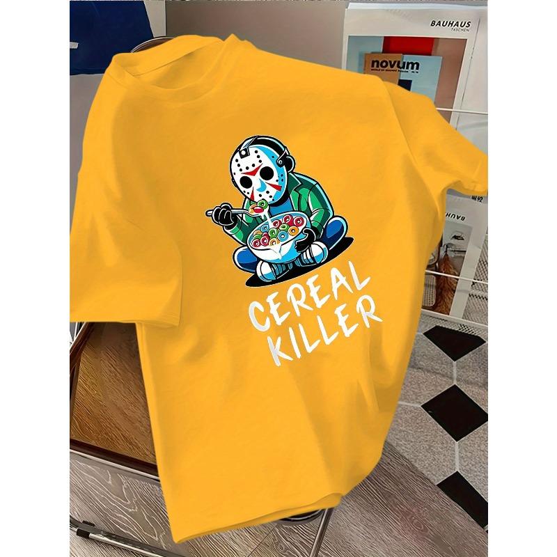 Европейские размеры Детская футболка с принтом Cereal Killer - Повседневная футболка с коротким рукавом с рисунком мультяшного персонажа, Летняя одежда, Удобная одежда