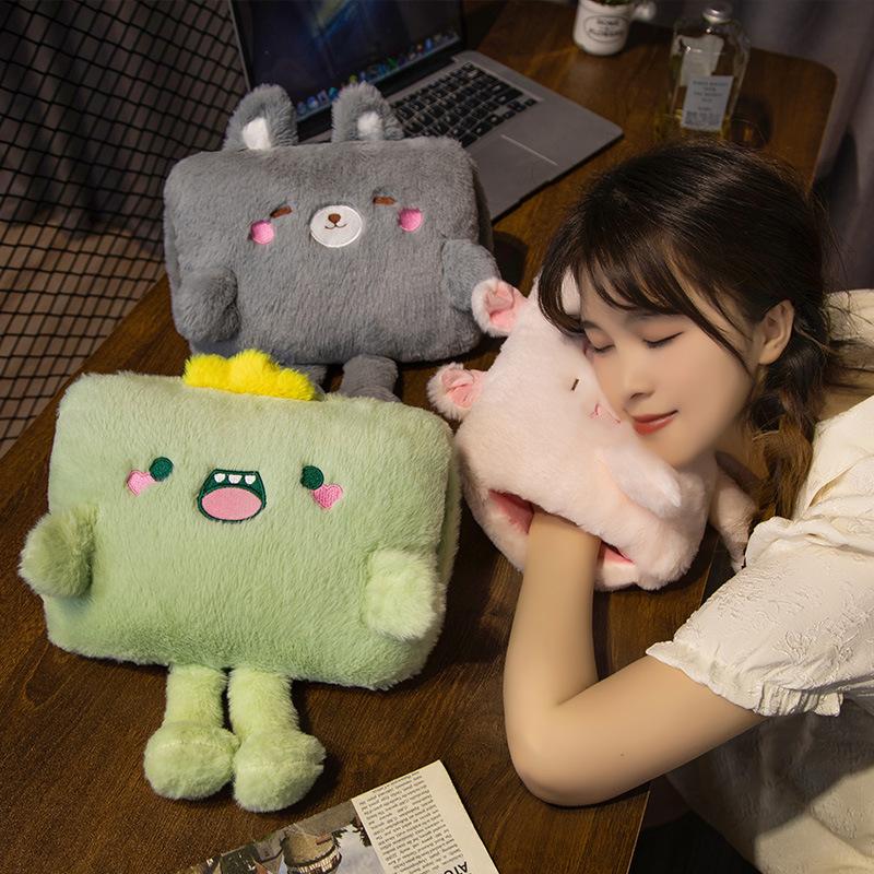 Подушка-грелка для рук двойного назначения, симпатичная маленькая подушка-зверушка для студентов, чехол-грелка для рук, может использоваться в качестве подушки для обеденного перерыва в офисе