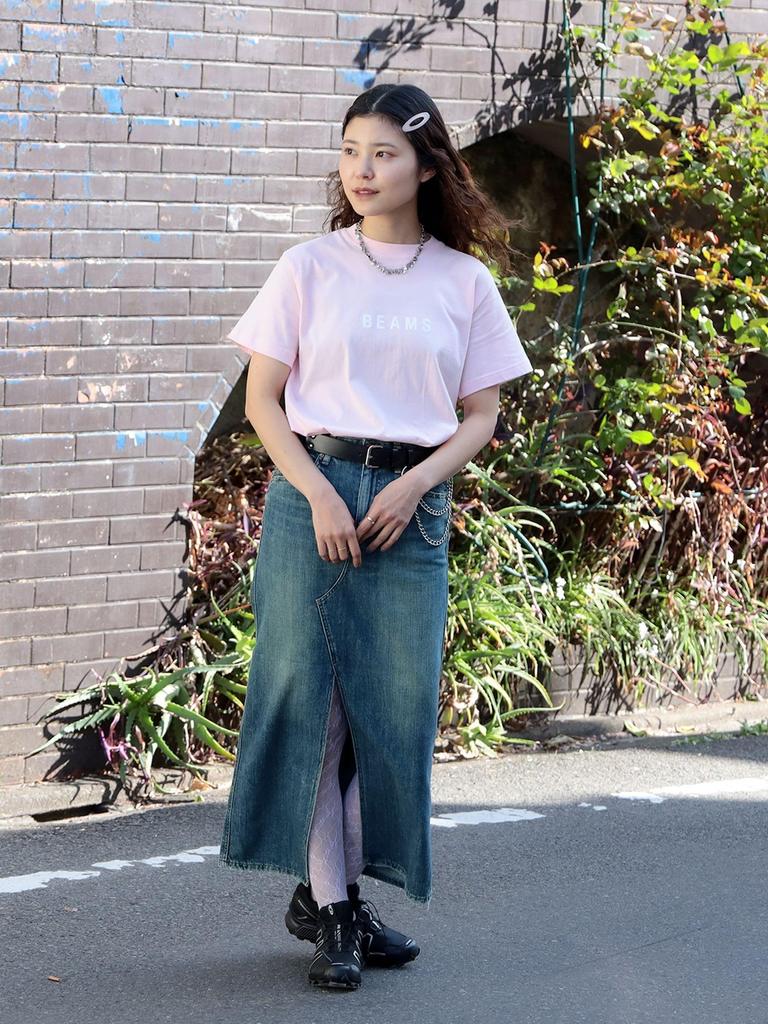 Beams Printed Short Sleeve T-Shirt (Web Exclusive) Logo T-Shirt, 2025 Spring/Summer, Men's, Pink, XL, 11081326591