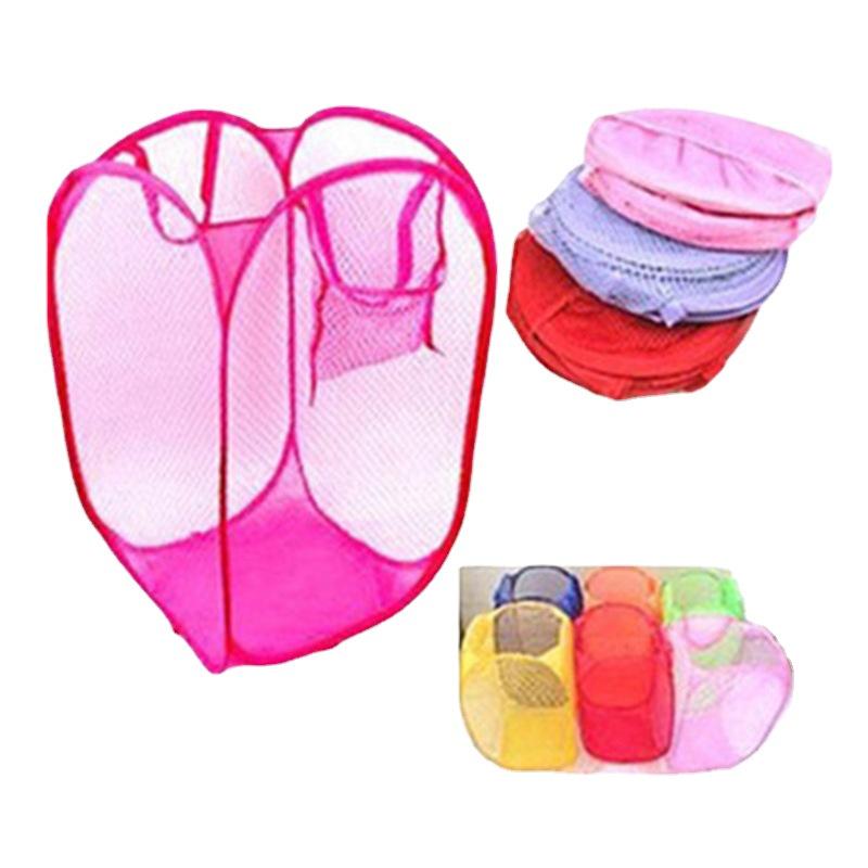 Collapsible Mesh Laundry Basket - Foldable & Colored