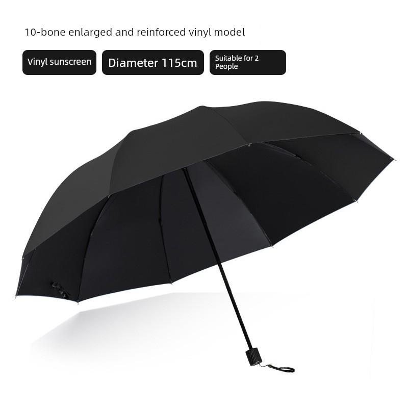 Men's and Women's Large Folding Umbrella, Dual-Purpose Sun and Rain Umbrella, Manual Opening, Black Coating for Sun Protection, Business Advertising