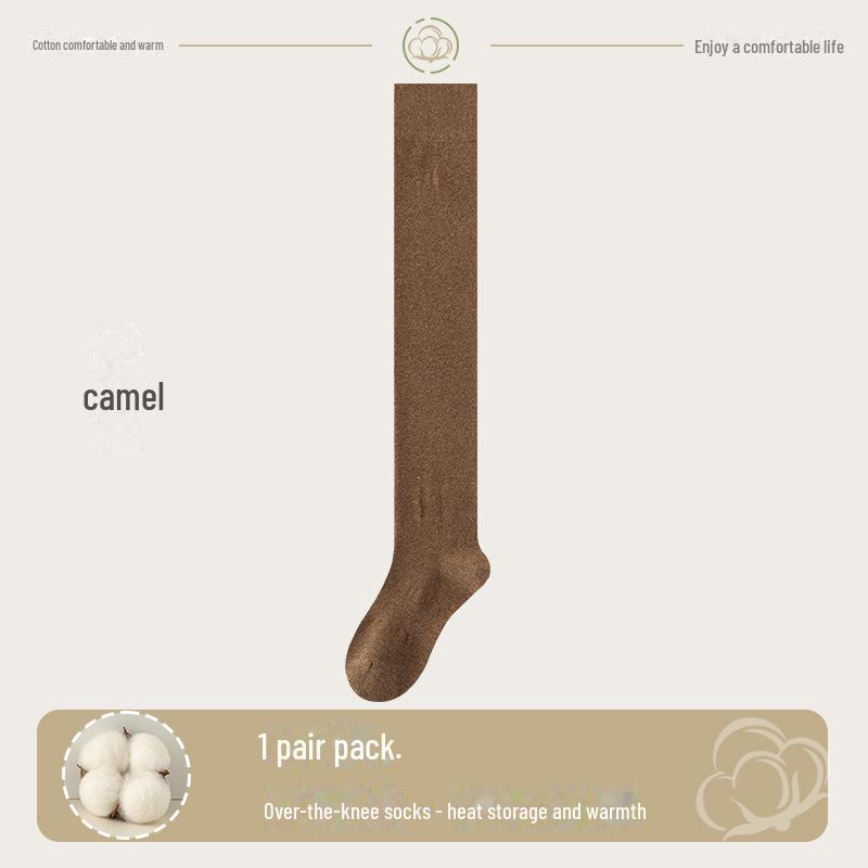 Женские хлопковые носки выше колена: Длина до бедра, теплая, нескользящая, без косточек, для весны и осени