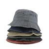 Teenager Sunshade Bucket Hat Solid Color Fisherman Hat Washed Denim Bucket Cap  Men Women