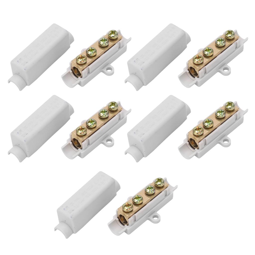 5Pcs Wire Connector Brass Conductor Double Screws ABS Shell Butt Wire Terminal Block 1000V 100A