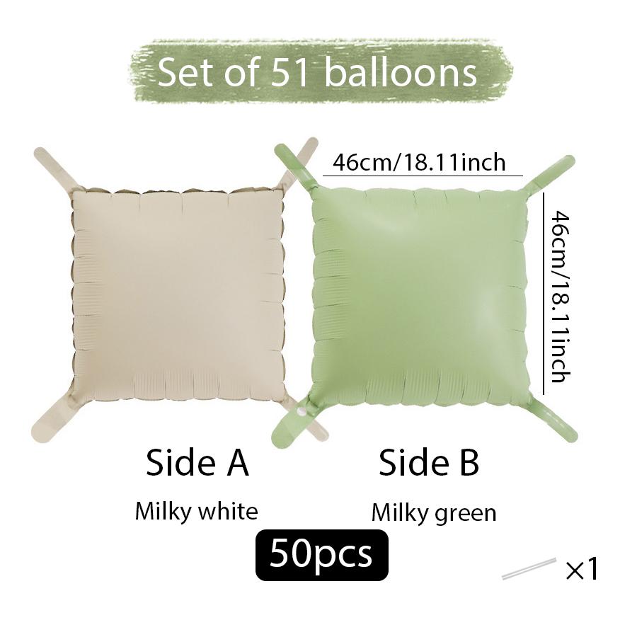 50 Pieces of Square Double-Sided Aluminum Foil Balloon Walls, Birthday Parties, Anniversaries, Wedding Season, Valentine's Day