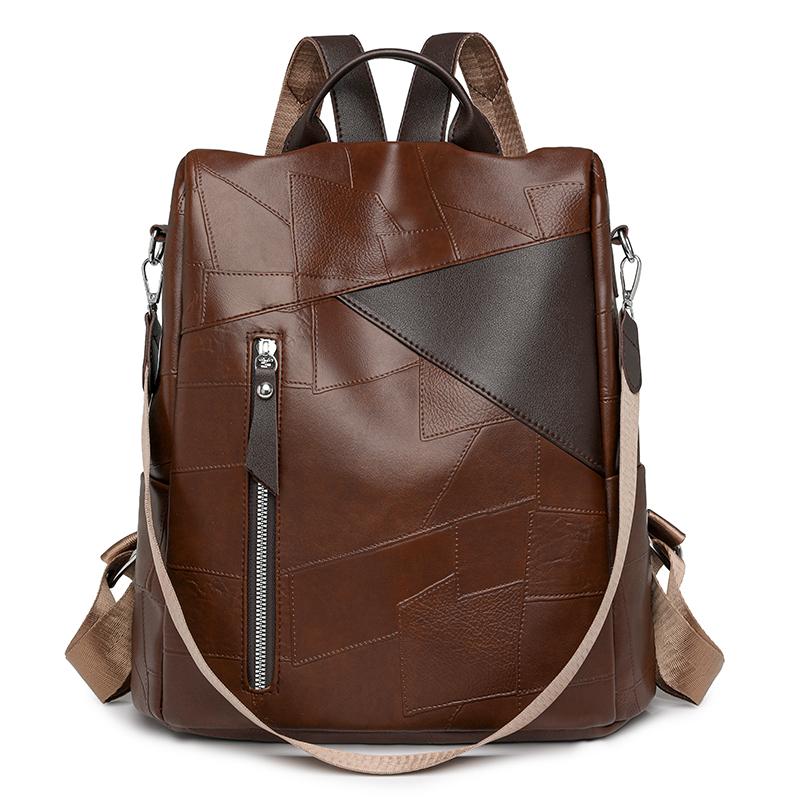 Soft Leather Backpack Large Capacity Backpack Women's Outdoor Travel Shoulder Bag Anti-Theft Bag
