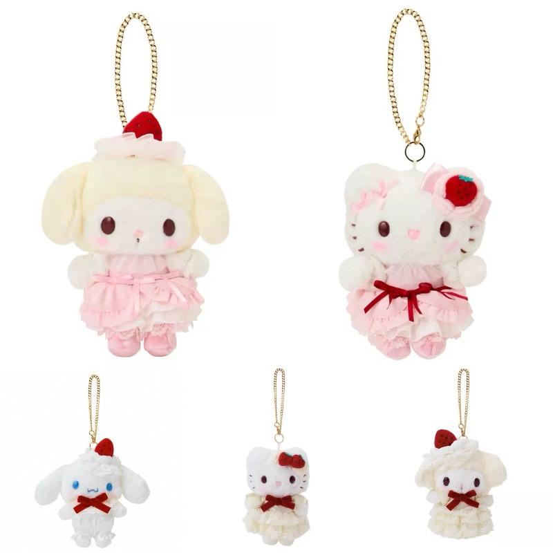 Cartoon Melody Strawberry Cake Sweetheart Plush Doll Pendant White Strawberry Hello Kitty Stuffed Animals toys Hangings