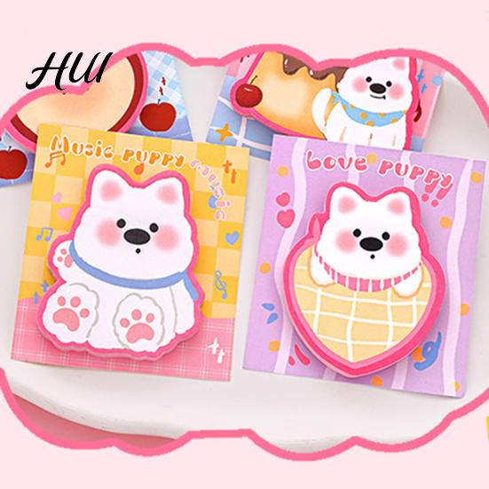 Cute Dog Shaped Notepads 4Pcs Cartoon Shape Note Pads Set Self-Adhesive Memo Eco-friendly Reusable Notes for Students Office Removable Reminders