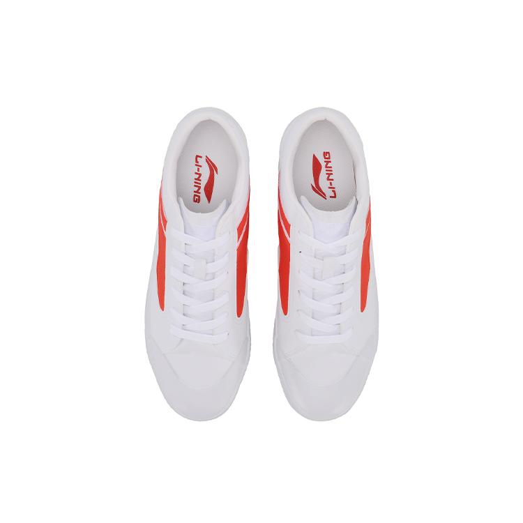 Li Ning Wave Скользкие Устойчивые к истиранию Низкие Кеды для скейтбординга Мужские Бело-оранжевые AGCP163-3