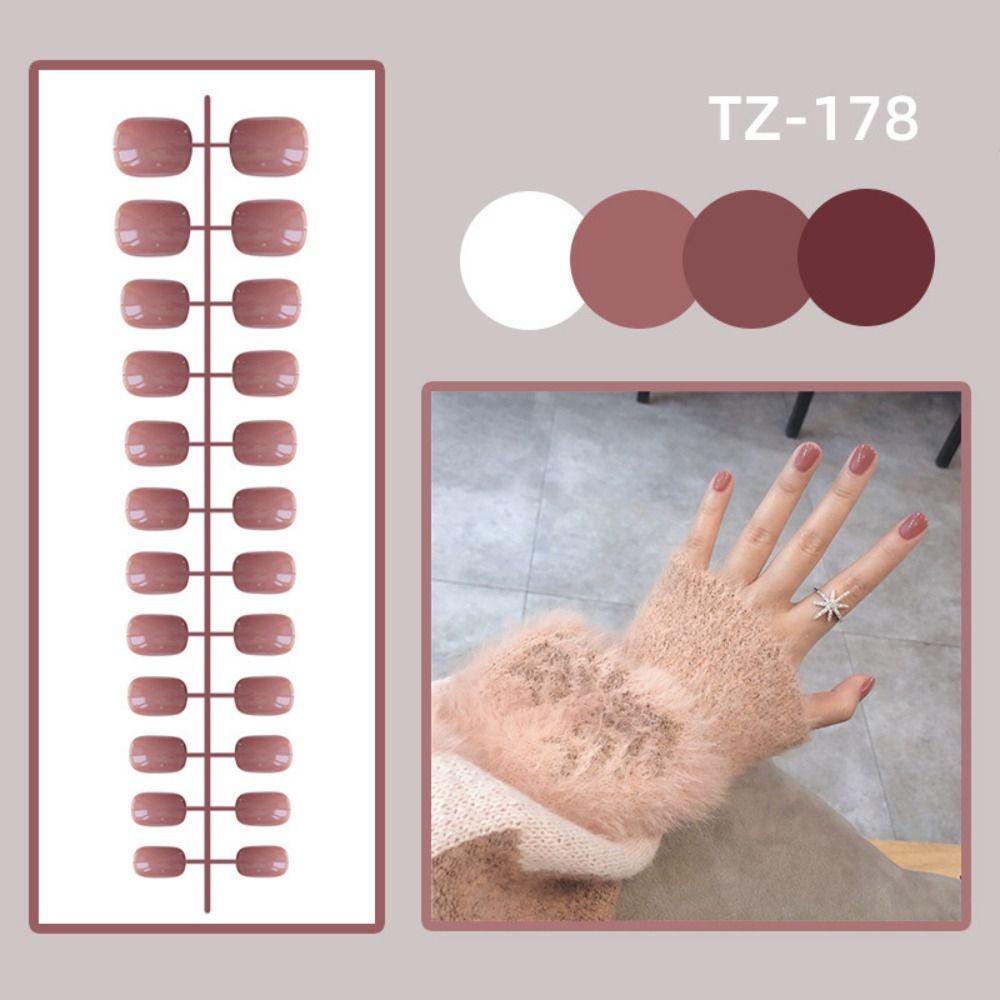 24 шт., сплошные цветные накладные ногти с полным покрытием, мини-накладные ногти с короткой квадратной головкой, женские накладные ногти