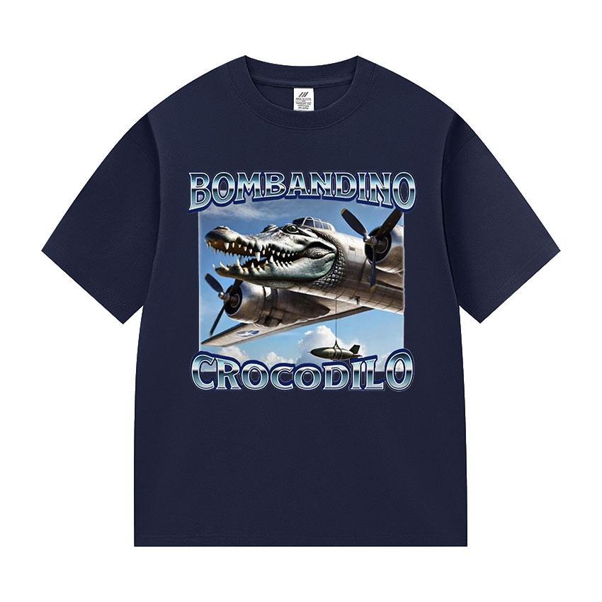 Bombardiro Crocodilo Забавные Мозгоразлагающие Мемы Футболки Унисекс Женские Винтажные Оверсайз с Принтом Футболка Унисекс Летняя Высококачественная Футболка