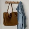 Simple Canvas Handbag For Women Large Capacity Tote Bag Travel Solid Color  Reusable Shoulder Bag