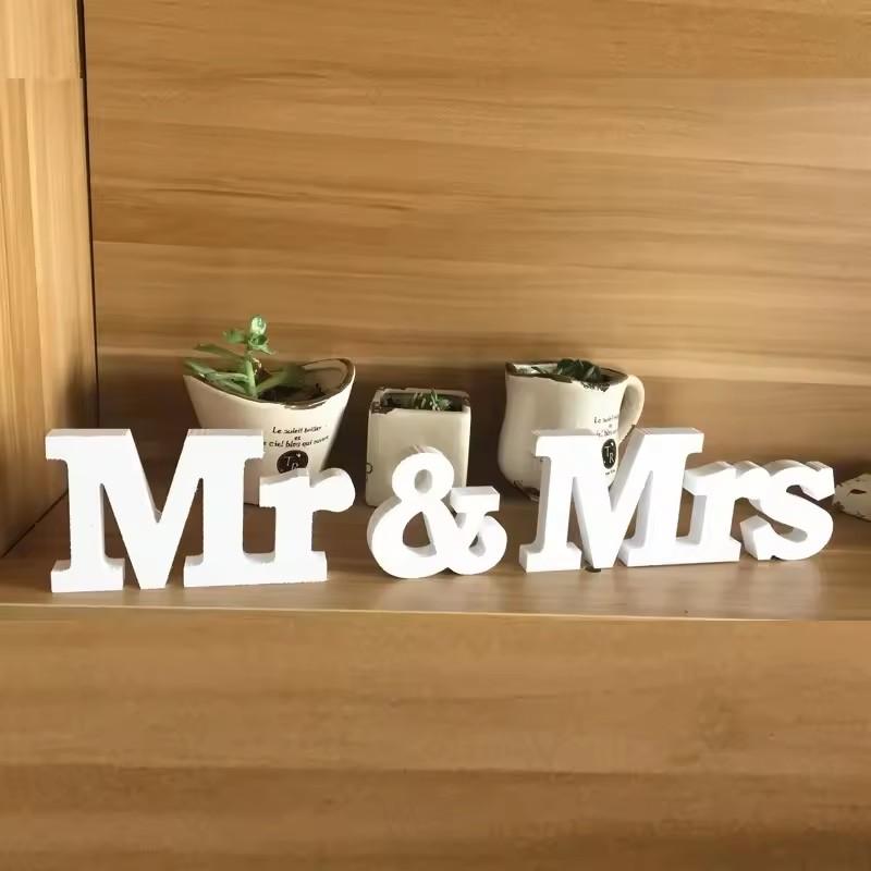 3 шт./ комплект, деревянные белые буквы Mr & Mrs, декор стола, романтическая пара, свадебная вечеринка, украшение ко Дню святого Валентина